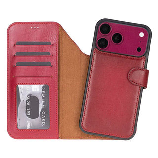Bouletta Phone Case Red Magic iPhone 18 Pro Leather Detachable Wallet Case Premium Koruma