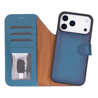 Bouletta Phone Case Blue Magic iPhone 18 Pro Max Leather Detachable Wallet Case Premium Koruma