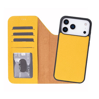 Bouletta Phone Case Yellow Magic iPhone 18 Pro Max Leather Detachable Wallet Case Premium Koruma
