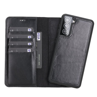 Bouletta Phone Case Black Magic Samsung Galaxy S21 FE (Fan Edition) Leather Detachable Wallet Case Premium Koruma