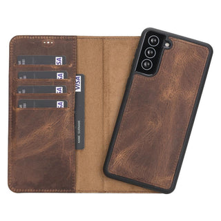 Bouletta Phone Case Brown Magic Samsung Galaxy S21 Leather Detachable Wallet Case Premium Koruma