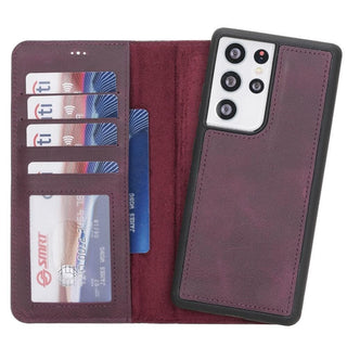Bouletta Phone Case Scarlet Red Magic Samsung Galaxy S21 Ultra Leather Detachable Wallet Case Premium Koruma