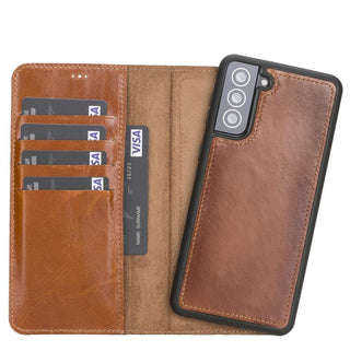 Bouletta Phone Case Tan Magic Samsung Galaxy S21 Ultra Leather Detachable Wallet Case Premium Koruma