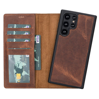 Bouletta Phone Case Saddle Brown Magic Samsung Galaxy S22 Ultra Leather Detachable Wallet Case Premium Koruma