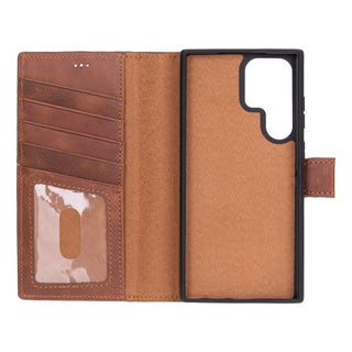 Bouletta Phone Case Brown Magic Samsung Galaxy S23 Ultra Leather Detachable Wallet Case Premium Koruma