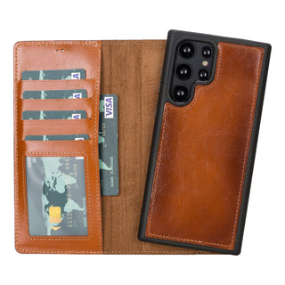Bouletta Phone Case Tan Magic Samsung Galaxy S23 Ultra Leather Detachable Wallet Case Premium Koruma