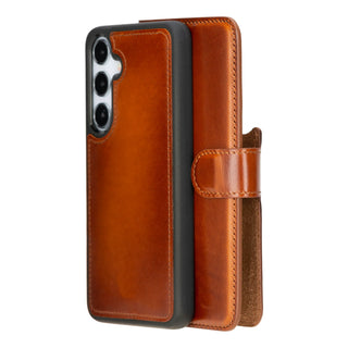 Bouletta Phone Case Tan Magic Samsung Galaxy S24 Plus Leather Detachable Wallet Case Premium Koruma