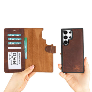 Bouletta Phone Case Magic Samsung Galaxy S24 Ultra Leather Detachable Wallet Case Premium Koruma