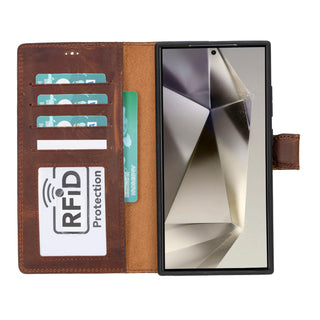 Bouletta Phone Case Magic Samsung Galaxy S24 Ultra Leather Detachable Wallet Case Premium Koruma