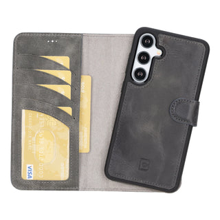 Bouletta Phone Case Gray Magic Samsung Galaxy S26 Leather Detachable Wallet Case Premium Koruma
