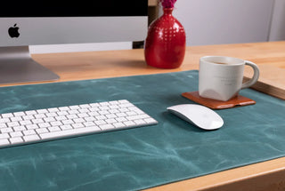Bouletta Desk Mat Dark Cyan Natural Leather Desk Mat Large Premium Koruma