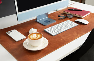 Bouletta Desk Mat Golden Tan Natural Leather Desk Mat Large Premium Koruma