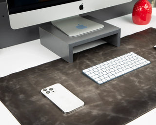 Bouletta Desk Mat Gray Natural Leather Desk Mat Large Premium Koruma