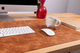 Bouletta Desk Mat Moccasin Natural Leather Desk Mat Large Premium Koruma