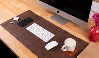 Bouletta Desk Mat Saddle Brown Natural Leather Desk Mat Medium Premium Koruma