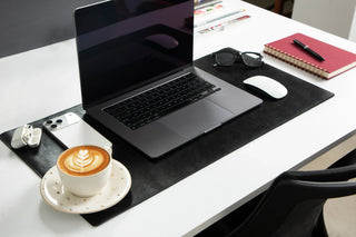 Bouletta Desk Mat Black Natural Leather Desk Mat Small Premium Koruma