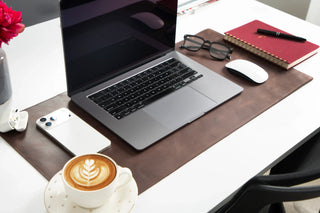 Bouletta Desk Mat Dark Brown Natural Leather Desk Mat Small Premium Koruma