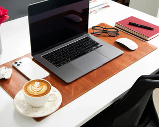 Bouletta Desk Mat Golden Tan Natural Leather Desk Mat Small Premium Koruma