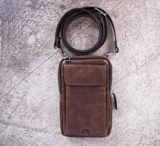 Bouletta Cell Phone Crossbody Bag Dark Brown Nino Leather Crossbody Bag Premium Koruma