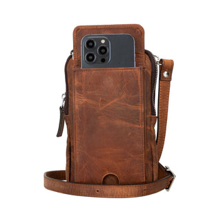 Bouletta Cell Phone Crossbody Bag Saddle Brown Nino Leather Crossbody Bag Premium Koruma