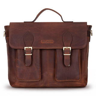 Bouletta Laptop Briefcase 13" 14" / Saddle Brown Olympus Leather Business Briefcase / Laptop Case Premium Koruma