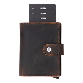 Bouletta Card Holder Palermo Mechanical Leather Card Holder Premium Koruma