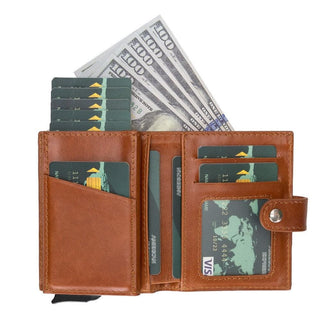 Bouletta Card Holder Palermo Mechanical Leather Card Holder Premium Koruma