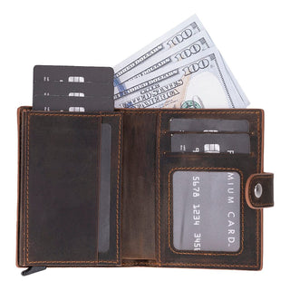 Bouletta Card Holder Cognac Palermo Mechanical Leather Card Holder Premium Koruma