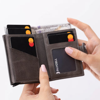 Bouletta Card Holder Palertag Zip Mechanical Leather Card Holder with AirTag Slot Premium Koruma