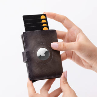 Bouletta Card Holder Palertag Zip Mechanical Leather Card Holder with AirTag Slot Premium Koruma