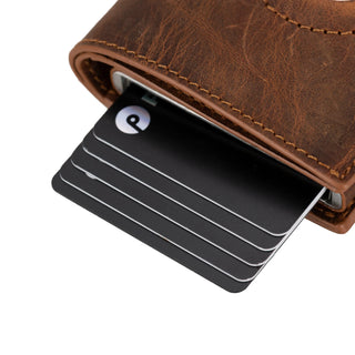 Bouletta Card Holder Palertag Zip Mechanical Leather Card Holder with AirTag Slot Premium Koruma