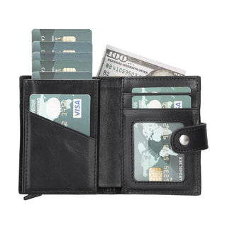 Bouletta Card Holder Black Palertag Zip Mechanical Leather Card Holder with AirTag Slot Premium Koruma