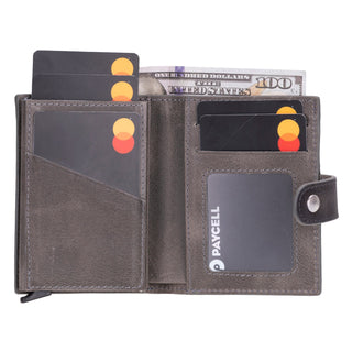 Bouletta Card Holder Gray Palertag Zip Mechanical Leather Card Holder with AirTag Slot Premium Koruma