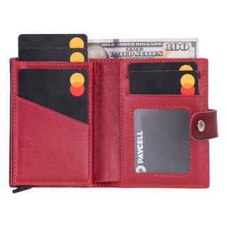 Bouletta Card Holder Red Palertag Zip Mechanical Leather Card Holder with AirTag Slot Premium Koruma