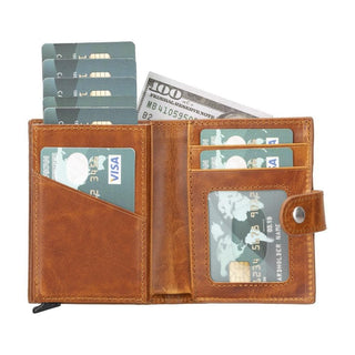 Bouletta Card Holder Sandy Mocha Palertag Zip Mechanical Leather Card Holder with AirTag Slot Premium Koruma