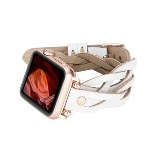 Bouletta Watch Band Peggy Ferro Leather Double Tour Apple Watch Band with Rose Gold Trok Premium Koruma