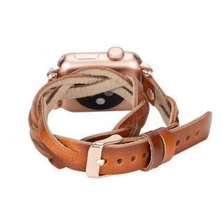 Bouletta Watch Band Peggy Ferro Leather Double Tour Apple Watch Band with Rose Gold Trok Premium Koruma