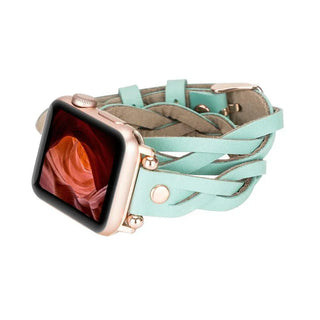 Bouletta Watch Band Peggy Ferro Leather Double Tour Apple Watch Band with Rose Gold Trok Premium Koruma