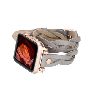 Bouletta Watch Band Peggy Ferro Leather Double Tour Apple Watch Band with Rose Gold Trok Premium Koruma