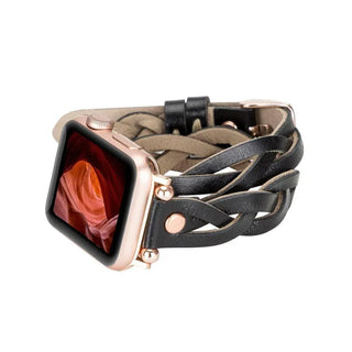 Bouletta Watch Band Peggy Ferro Leather Double Tour Apple Watch Band with Rose Gold Trok Premium Koruma