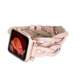 Bouletta Watch Band Peggy Ferro Leather Double Tour Apple Watch Band with Rose Gold Trok Premium Koruma