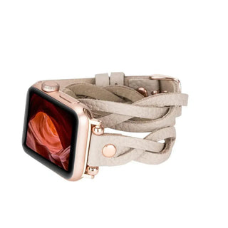 Bouletta Watch Band Sandy Brown / 40 / 41 / 42mm Peggy Ferro Leather Double Tour Apple Watch Band with Rose Gold Trok Premium Koruma