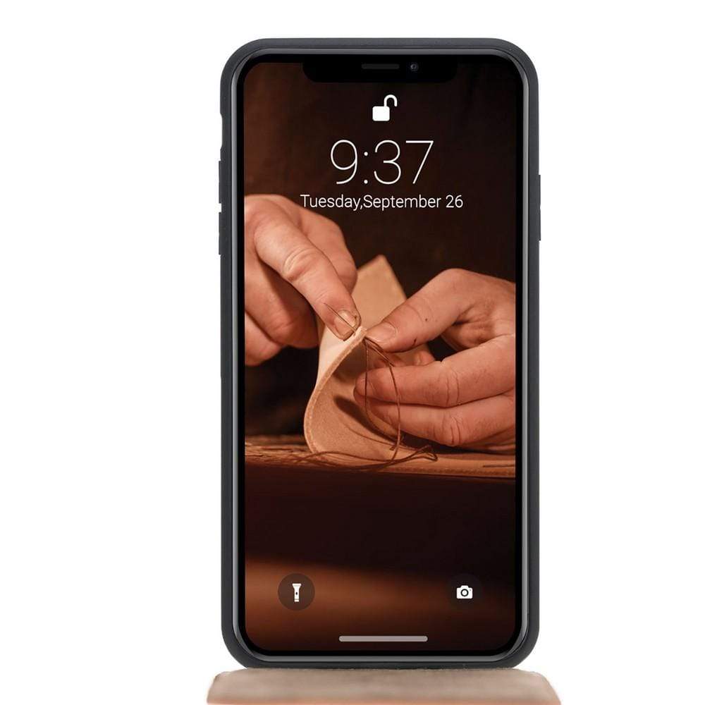 Apple iPhone X XS XR Serisi için Kartlıklı Flip Cover Deri Kılıf