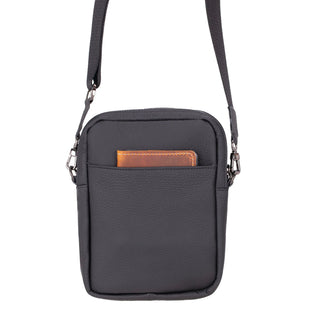 Bouletta Cell Phone Crossbody Bag Shadow Black Pisa Leather Crossbody Bag Premium Koruma