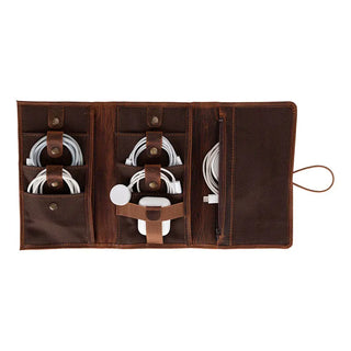 Bouletta Travel Cable Organizer Saddle Brown Pura Leather Cable Organizer Premium Koruma