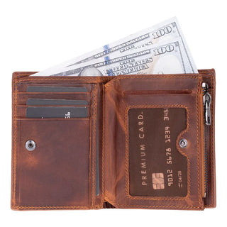 Bouletta Men Wallet Saddle Brown Rexon Leather Men's Wallet with Zipper Premium Koruma