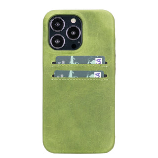 Bouletta Phone Case Green Rock Cover iPhone 13 Pro Leather Case with Card Holder Premium Koruma