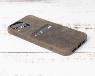 Bouletta Phone Case Coffee Rock Cover Leather iPhone 13 Pro Max Case with Card Holder Premium Koruma