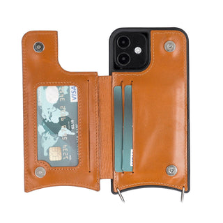 Bouletta Phone Case Saff iPhone 12 Mini Leather Case with Shoulder Strap Premium Koruma