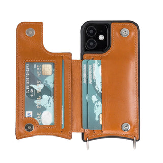 Bouletta Phone Case Saff iPhone 12 Mini Leather Case with Shoulder Strap Premium Koruma